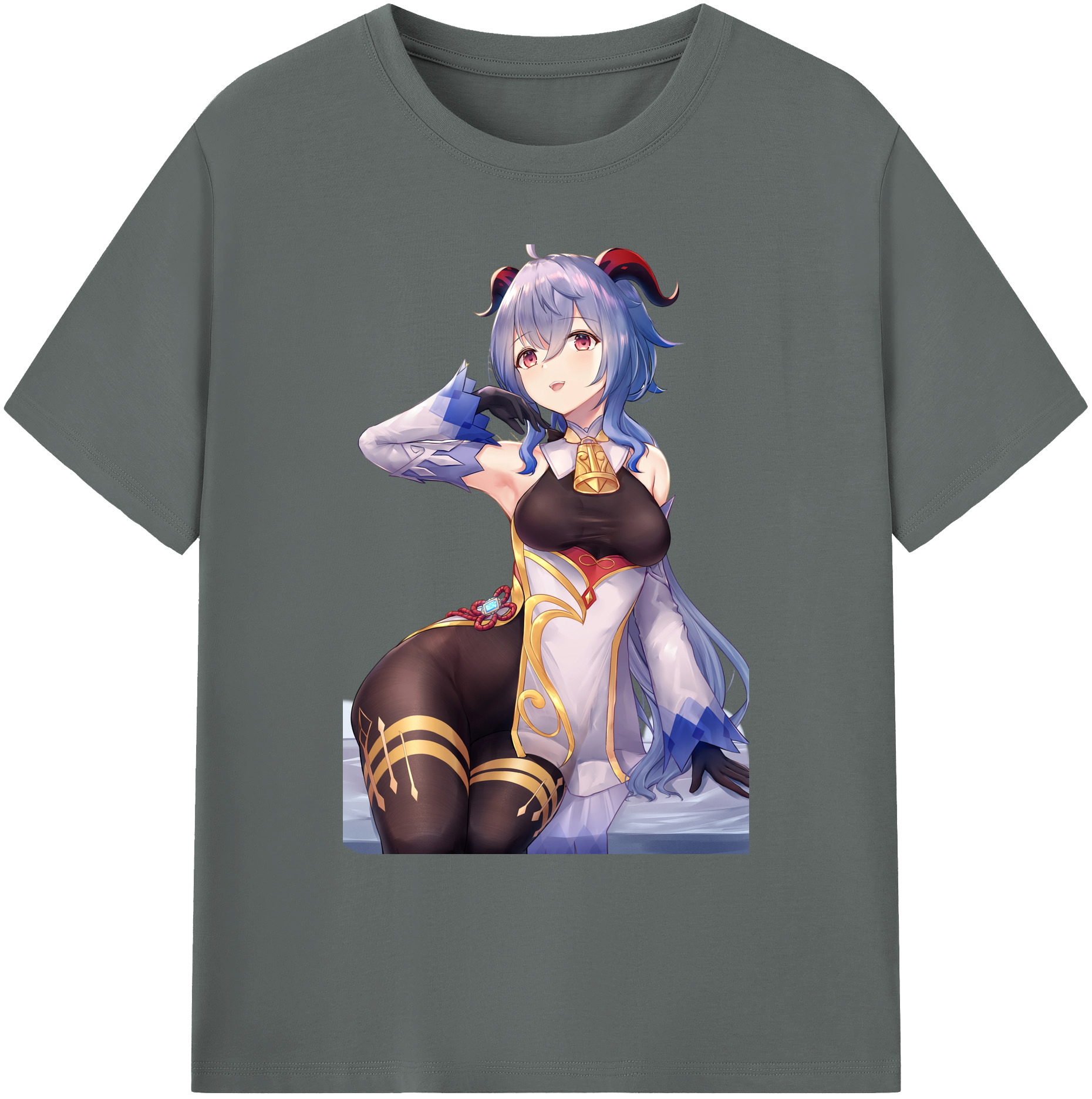 げんし神 甘雨 かんう genshin Ganyu 綿100％ メンズ半袖Tシャツ｜肌触りやわらか＆通気性